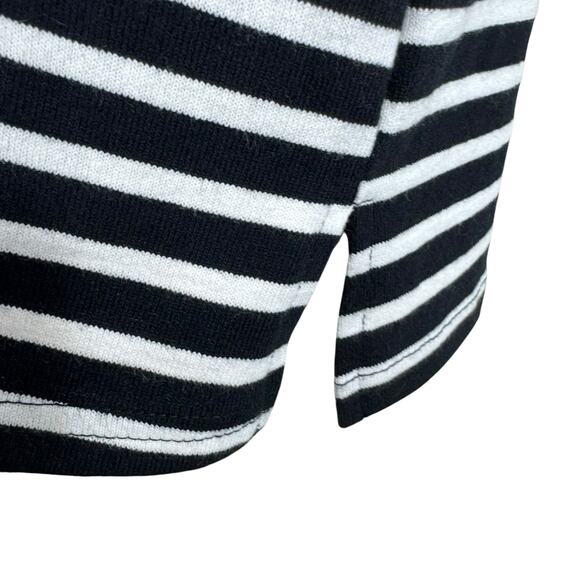 Ellison 100% Cotton Black White Striped Half Ruffled Bell Sleeve Knit Blouse M - Picture 4 of 7